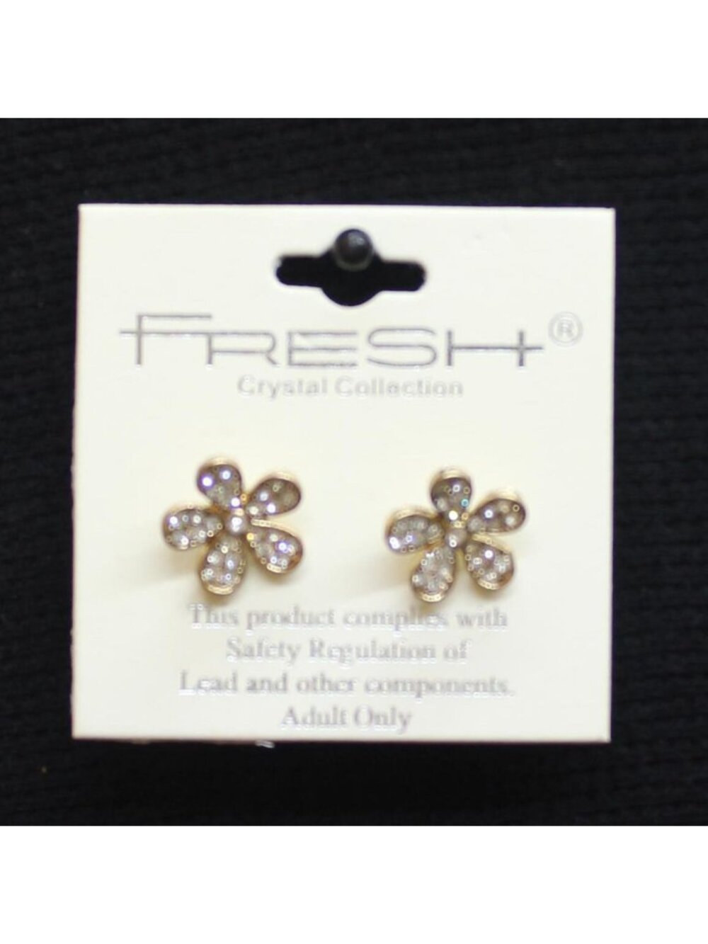 NWT Fresh Crystal Petal Flower Stud Earrings Gold / Clear